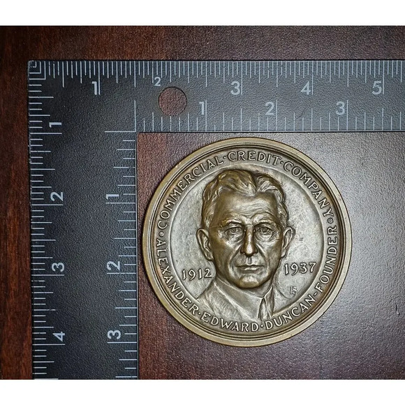 1912-1937 Commercial Credit Co Founder 25th Anniversary Bronze Coin/Medallion - Picture 9 of 10